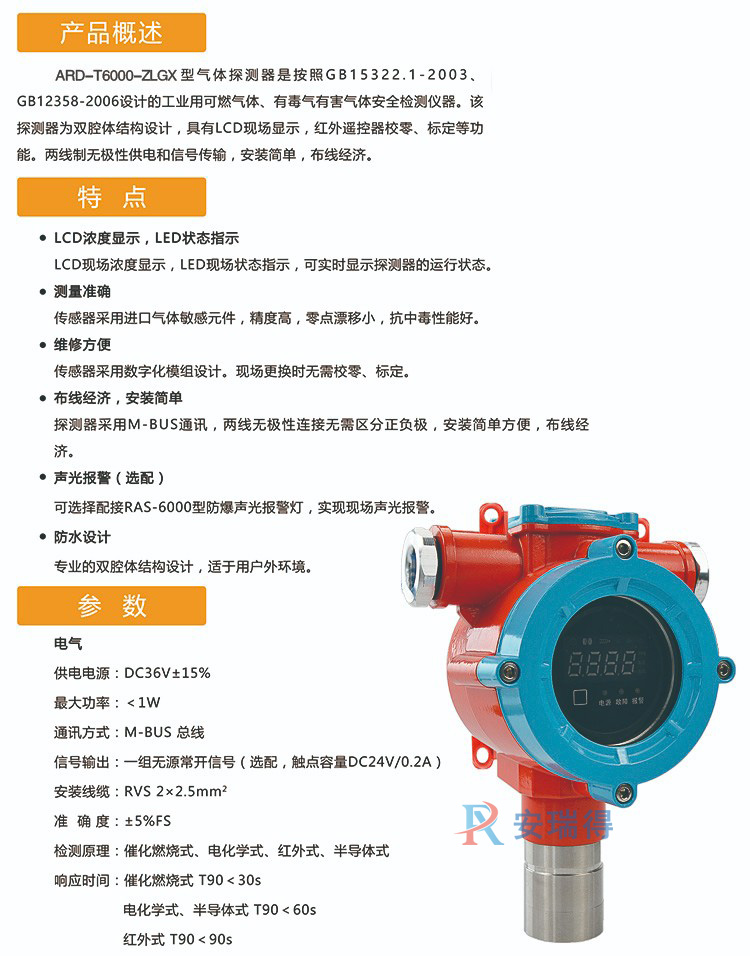 氣體探測器采用兩線制無極性供電